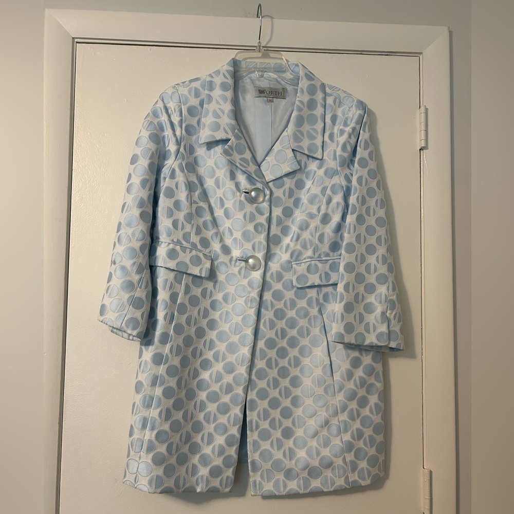 Blue and White Polka Dot Worth Peacoat